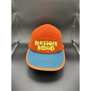 Brain Dead Panel Engineer Hat Strapback Fleece Colorblock Streetwear Cap Orange